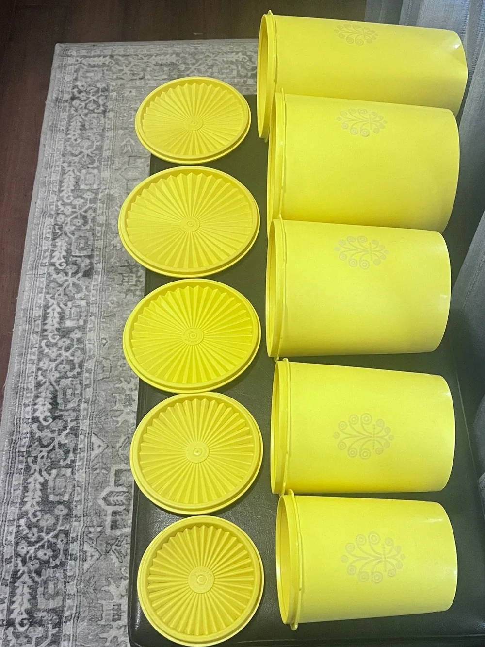 Vintage Tupperware Daffodil Yellow Servalier Canister 5-Piece Nesting Set w/Lids